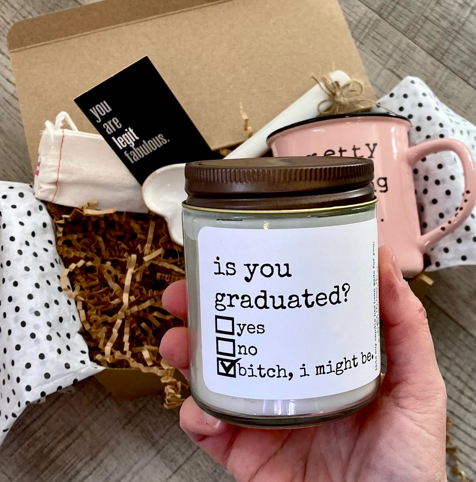 Graduation gift with mug and candle, congratulations gift, college graduation, grad gift, personalized gift, graduation box, class of 2023, care package